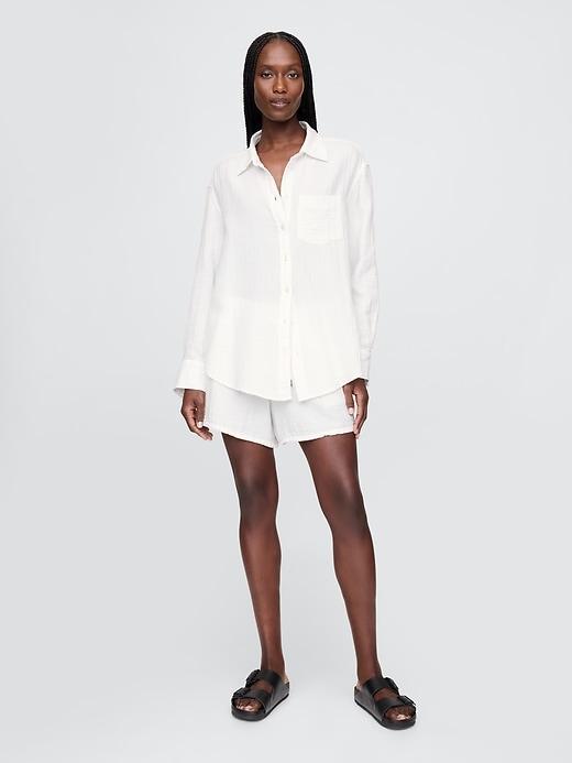 Crinkle Gauze Button-Down Shirt Product Image