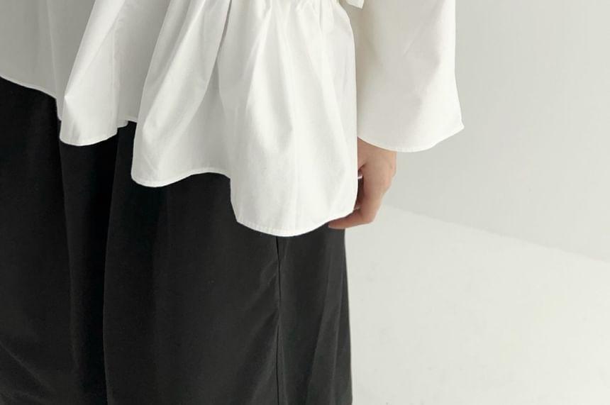 Long-Sleeve Plain Flowy Top Product Image