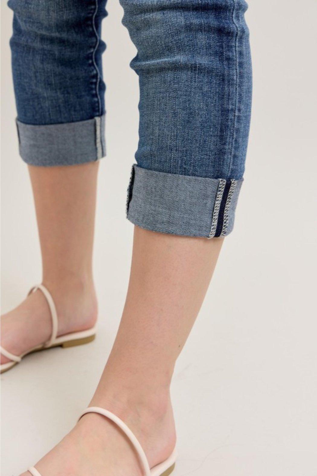 Dark Wash Cuffed Capri Product Image