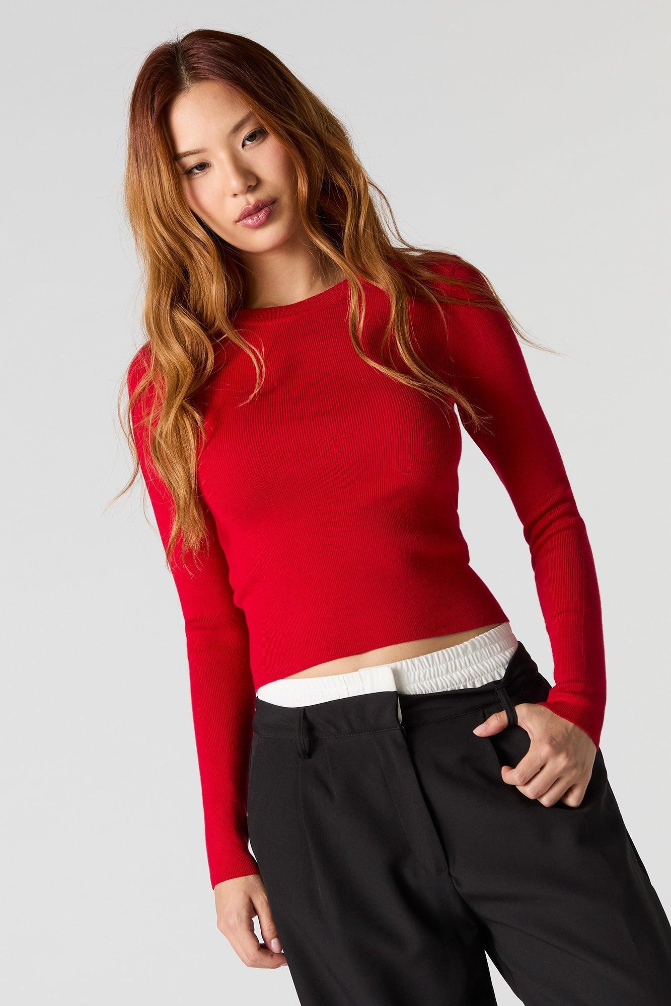 Ribbed Knit Fitted Sweater Female Product Image