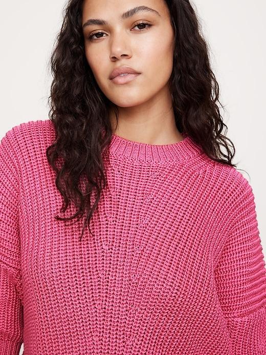 Cotton Cropped Dolman Sweater Product Image