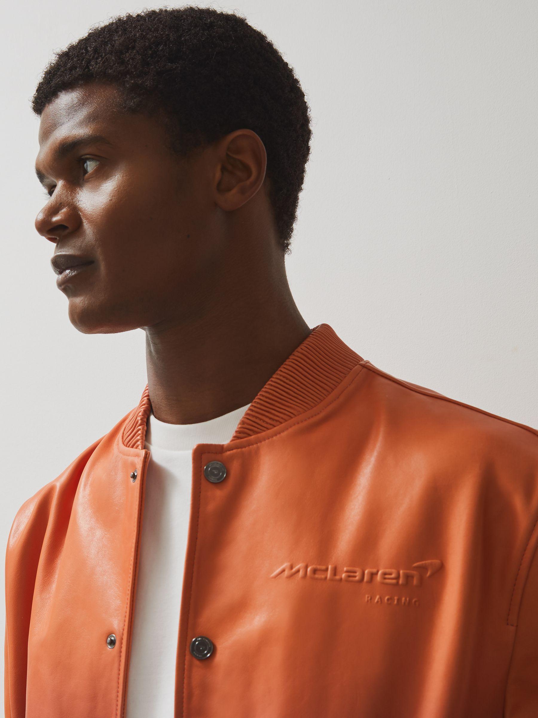 McLaren F1 Team Ombré Leather Jacket in Papaya Orange/Purple Product Image