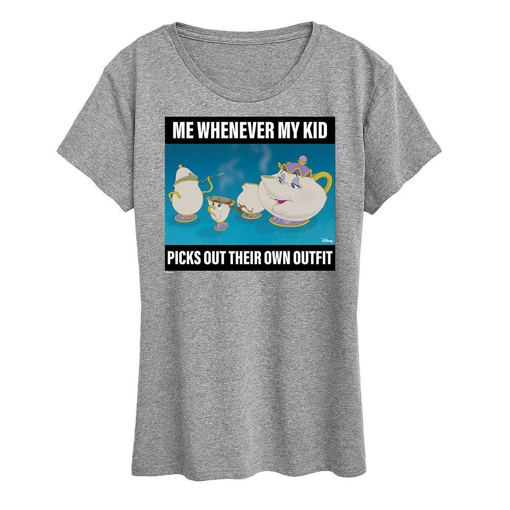 Disneys Beauty and the Beast Womens Me When Kid Picks Outfit Meme Graphic Tee Product Image