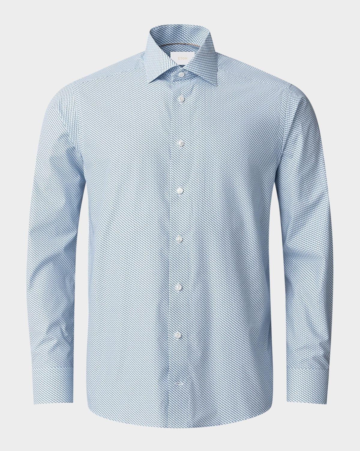 Mens Elevated Twill Olive-Print Contemporary Fit Dress Shirt Product Image