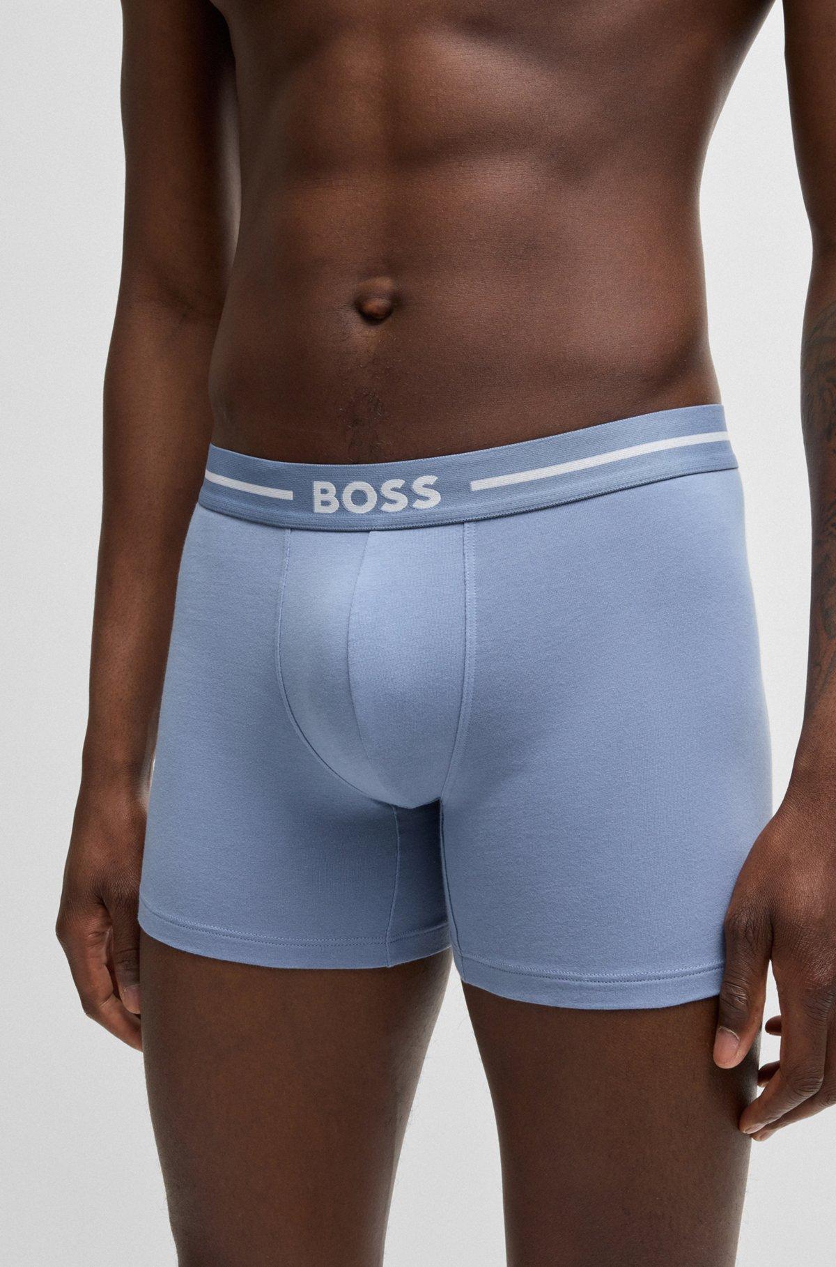 Three-pack of stretch-cotton boxer briefs with logos Product Image