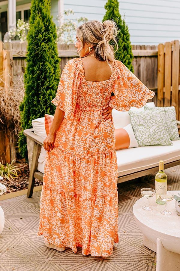 Affectionate Feeling Floral Smocked Maxi Dress in Orange Product Image