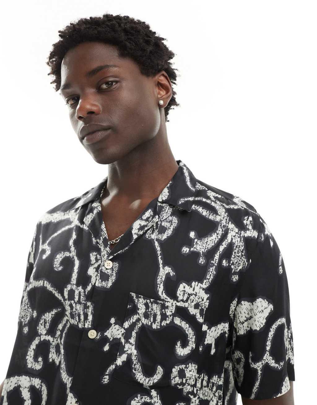 AllSaints Webs shirt in black print Product Image