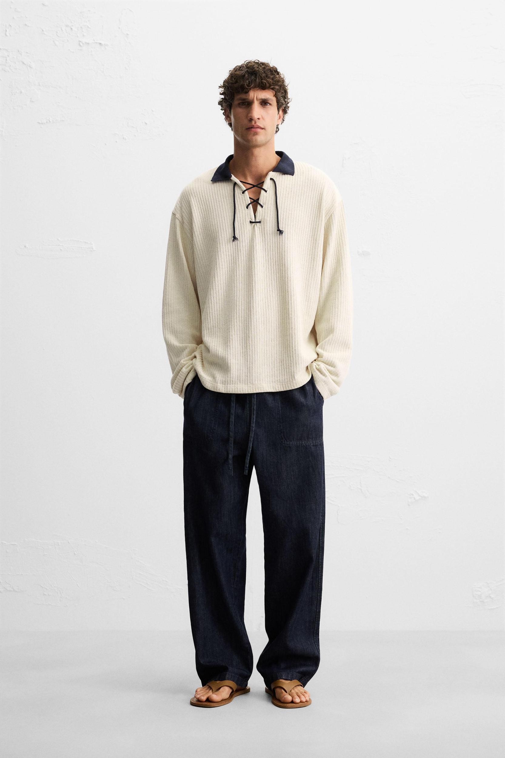 TEXTURED DRAWSTRING SWEATSHIRT Product Image