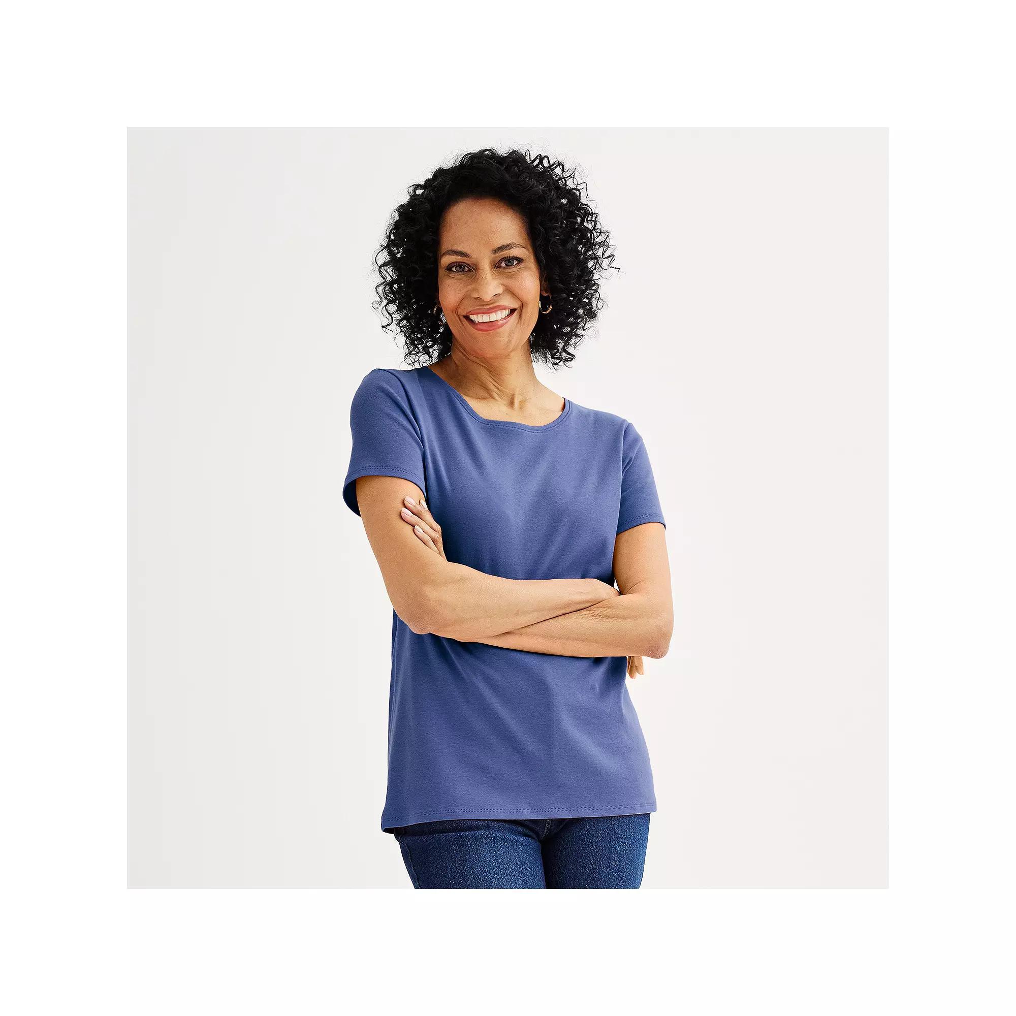 Petite Croft & Barrow® Essential Crewneck Tee, Women's, Size: XXL Petite, Cassidy Purple Product Image