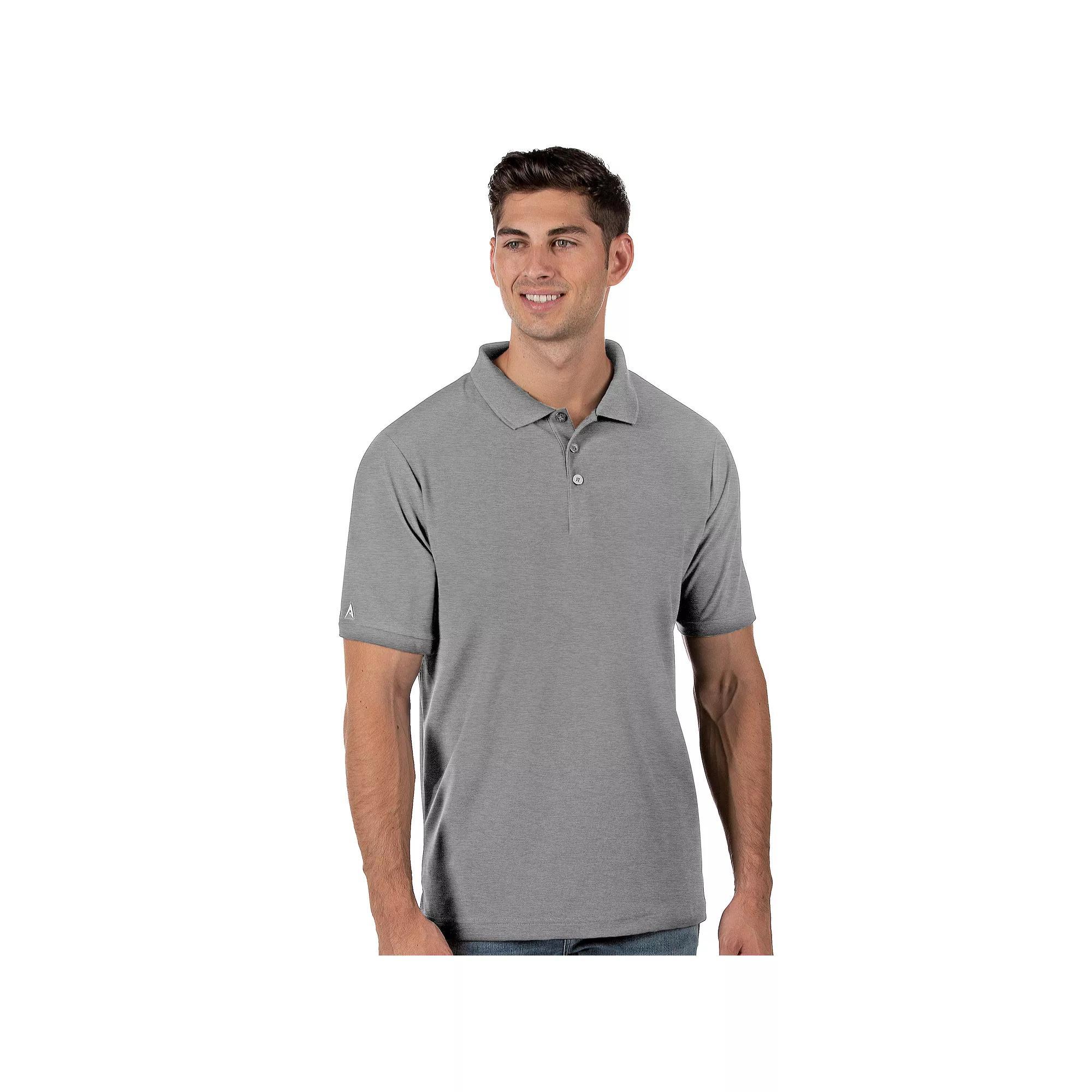 Men's Antigua Legacy Fitted Pique Polo, Size: Large, Grey Product Image