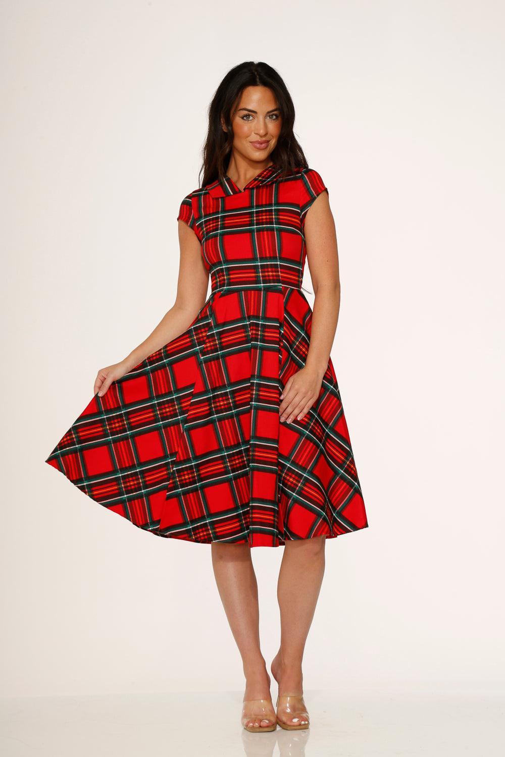Red Plaid Swing Dress Product Image