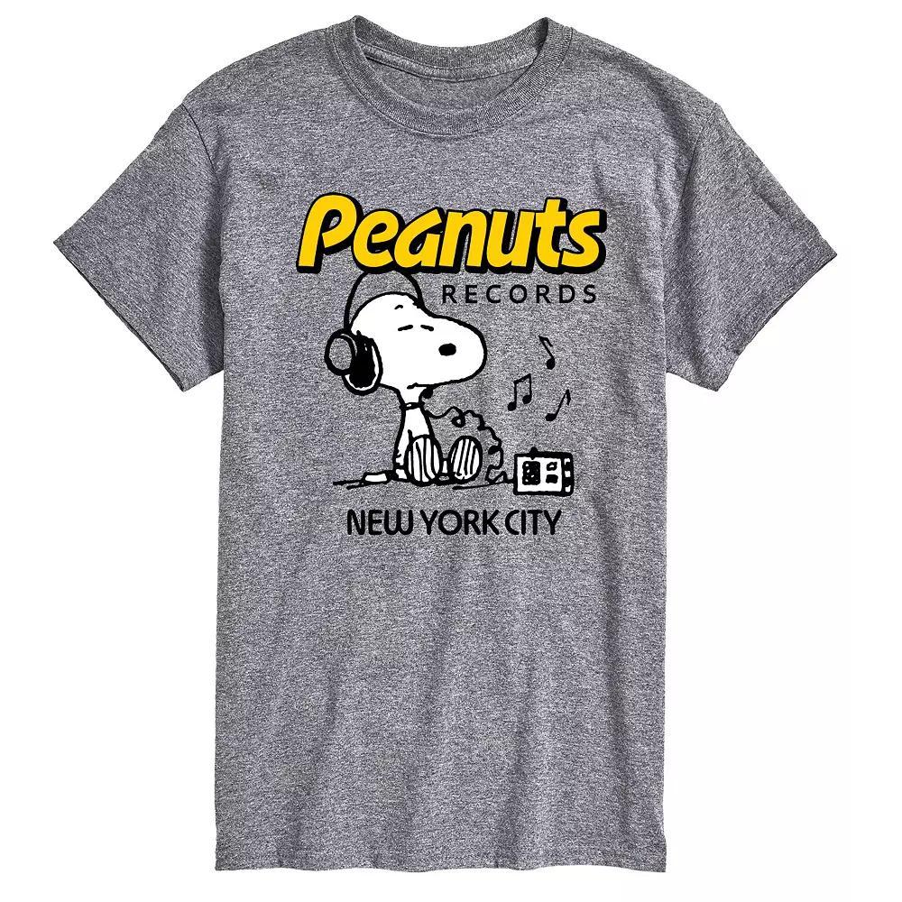 Big & Tall Peanuts Records Snoopy Headphones Graphic Tee, Mens Grey Gray Product Image