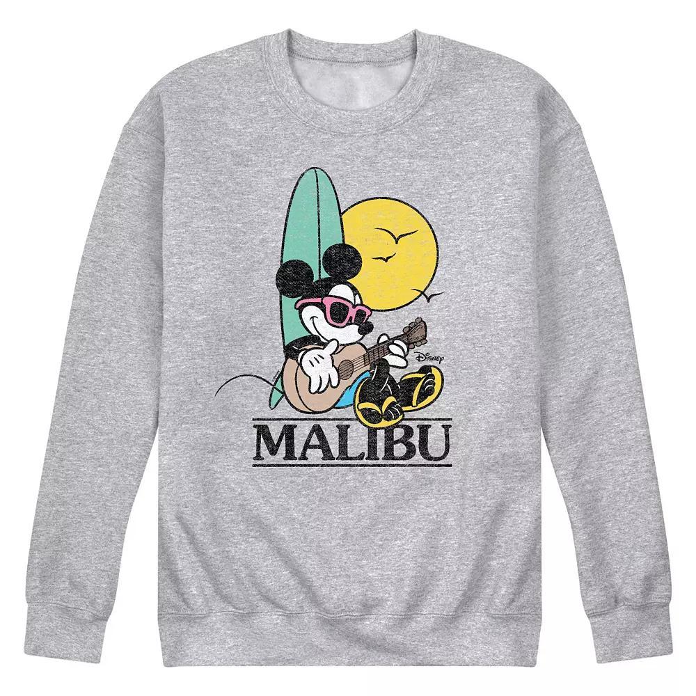 Disneys Mickey Mouse Mens Malibu Beach Fleece Sweatshirt Grey Gray Product Image