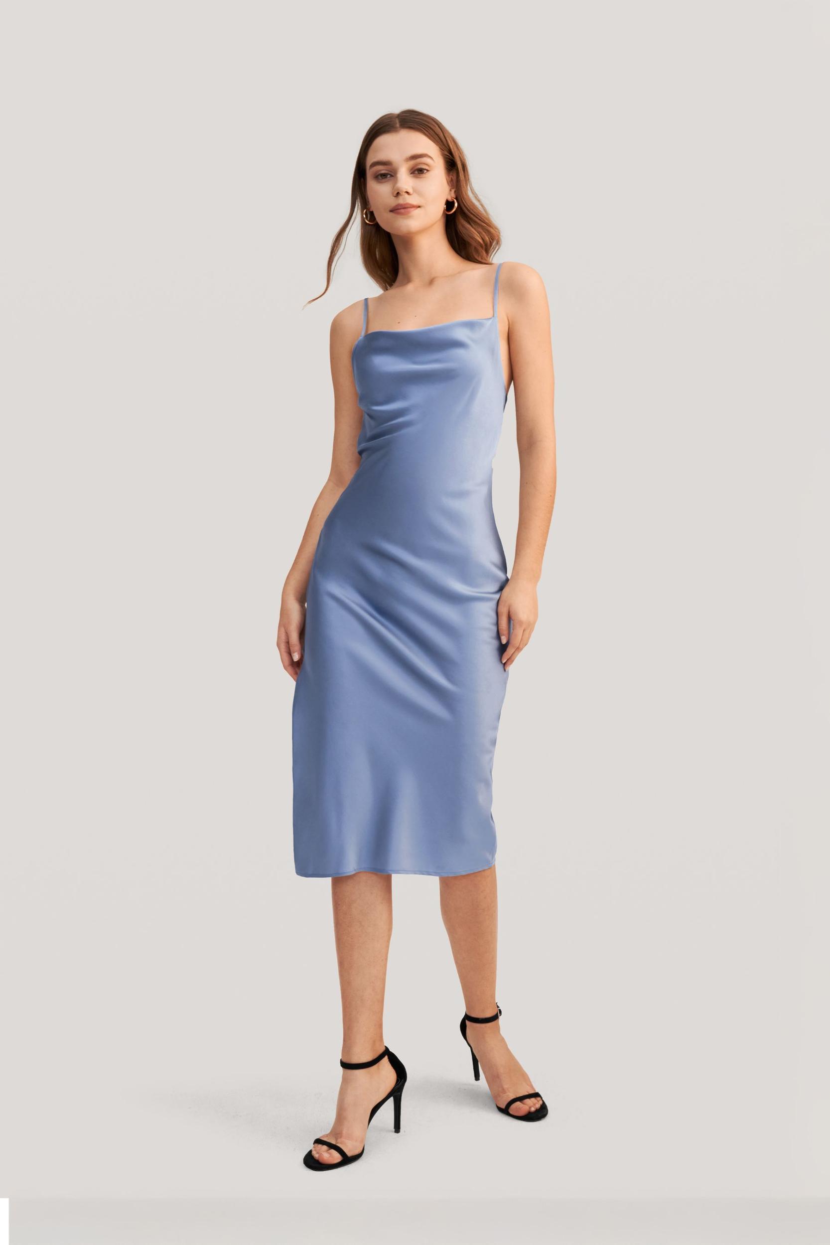 Elegant Alluring Cowl Neck Silk Dress Product Image