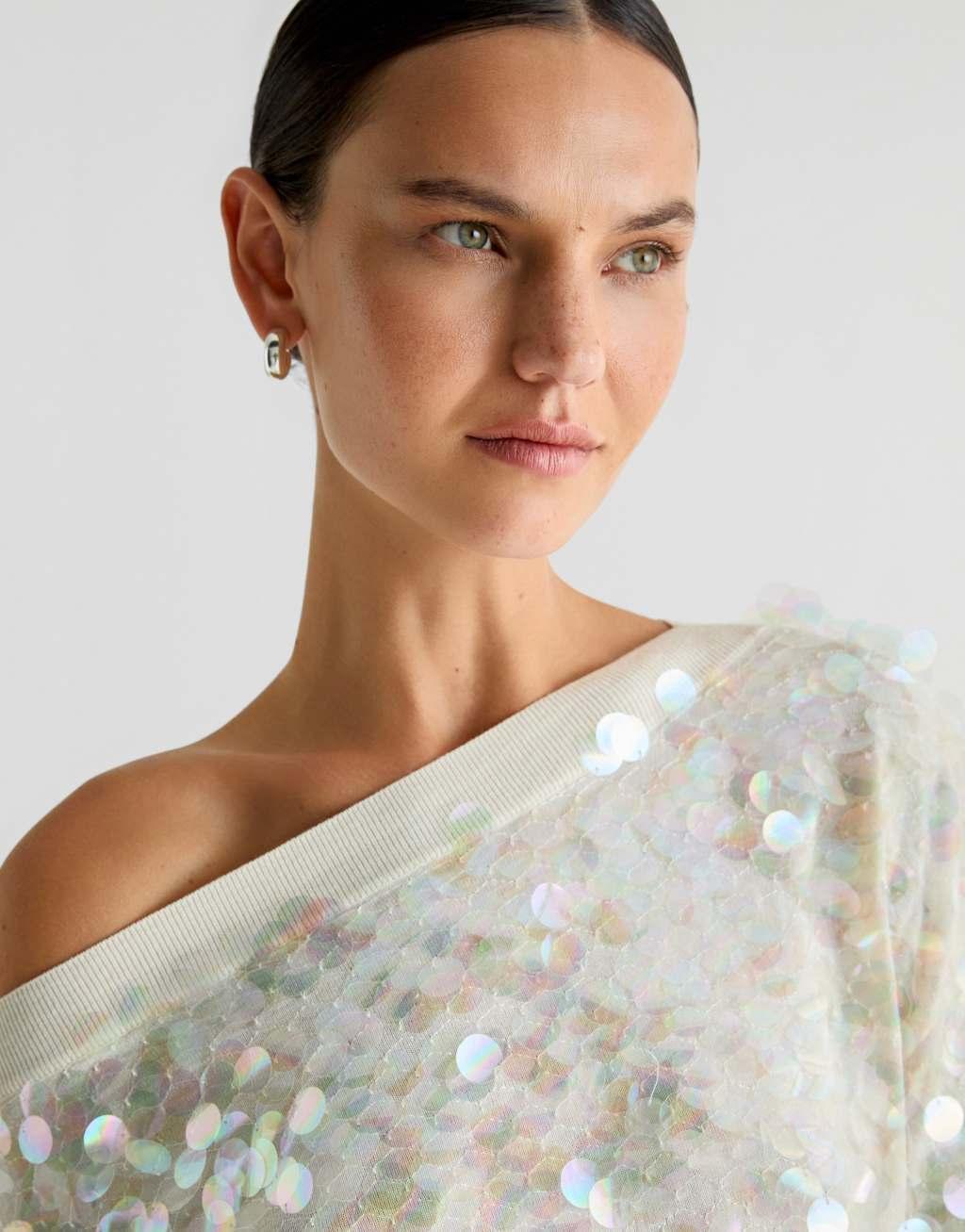Scalpers Big sequins sweater In Ecru   Product Image
