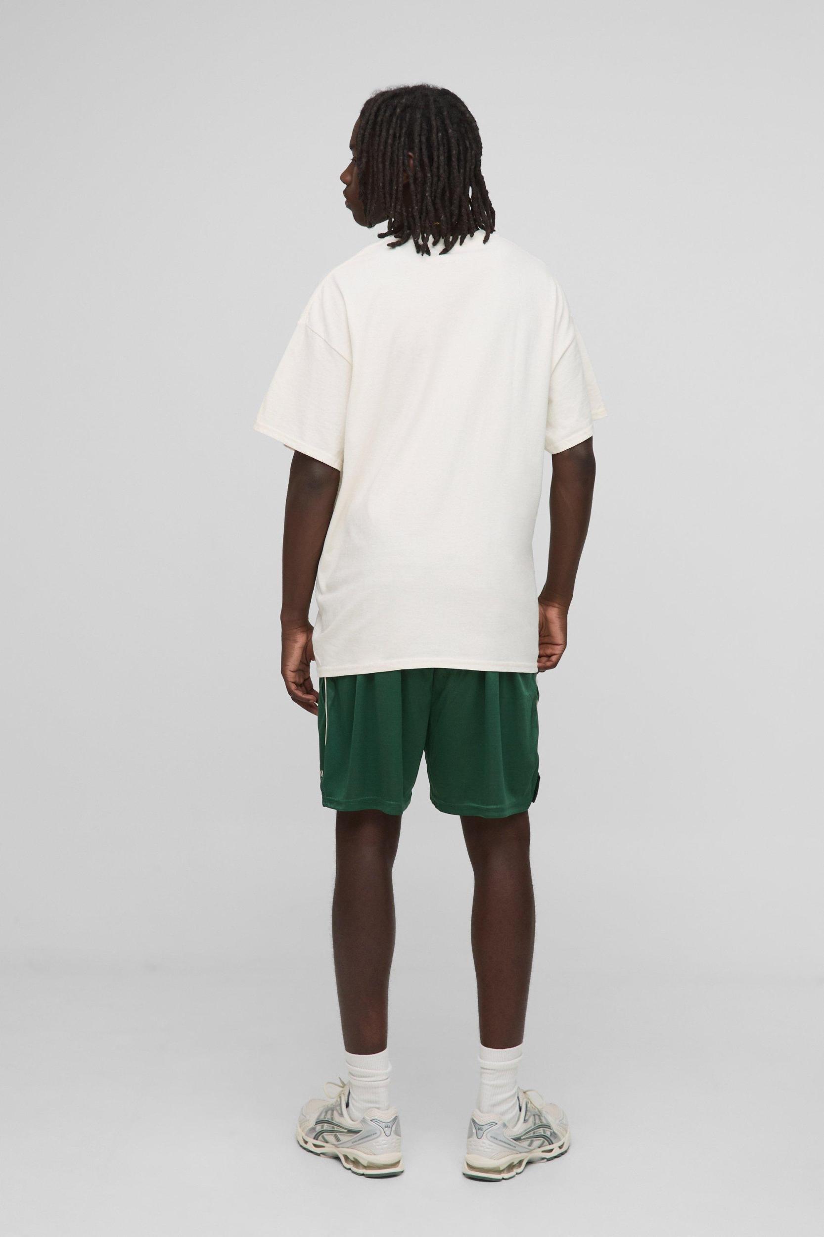 Ecru Oversized MAN Moto Printed T-Shirt | boohooMAN USA Product Image