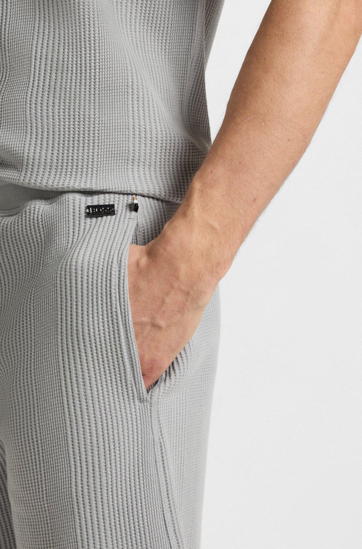BOSS - Cotton-blend shorts in knitted jacquard - Light Grey Product Image
