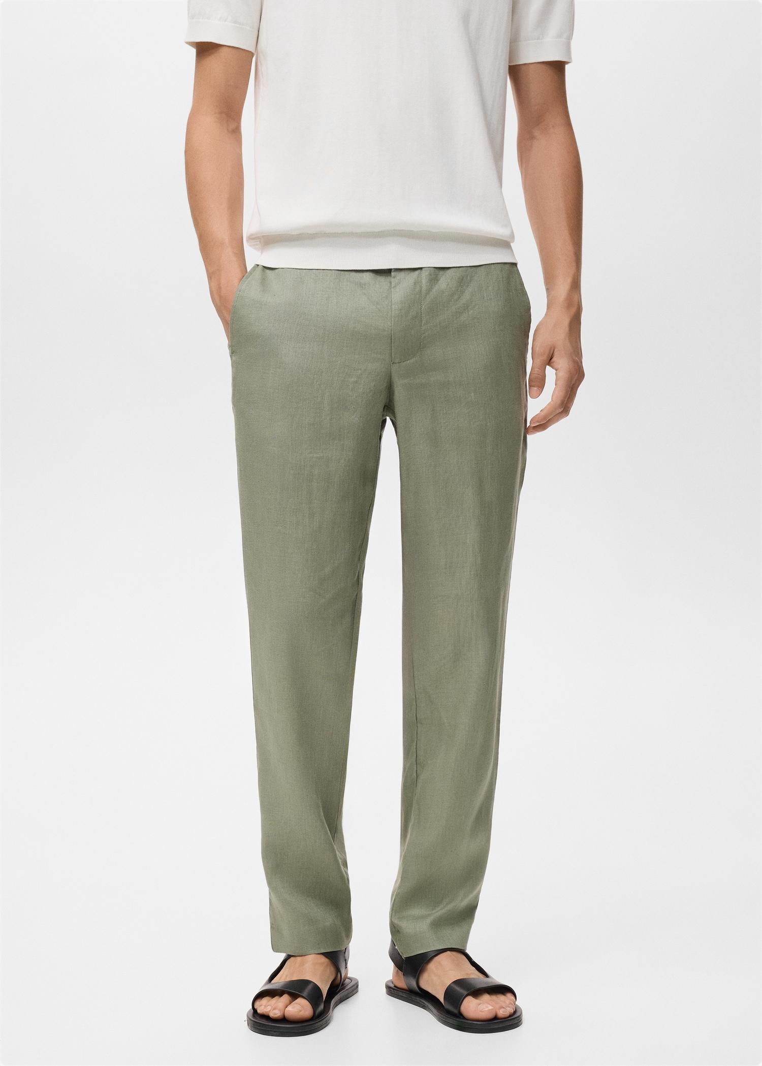 Slim-fit 100% linen pants - Men | MANGO USA Product Image