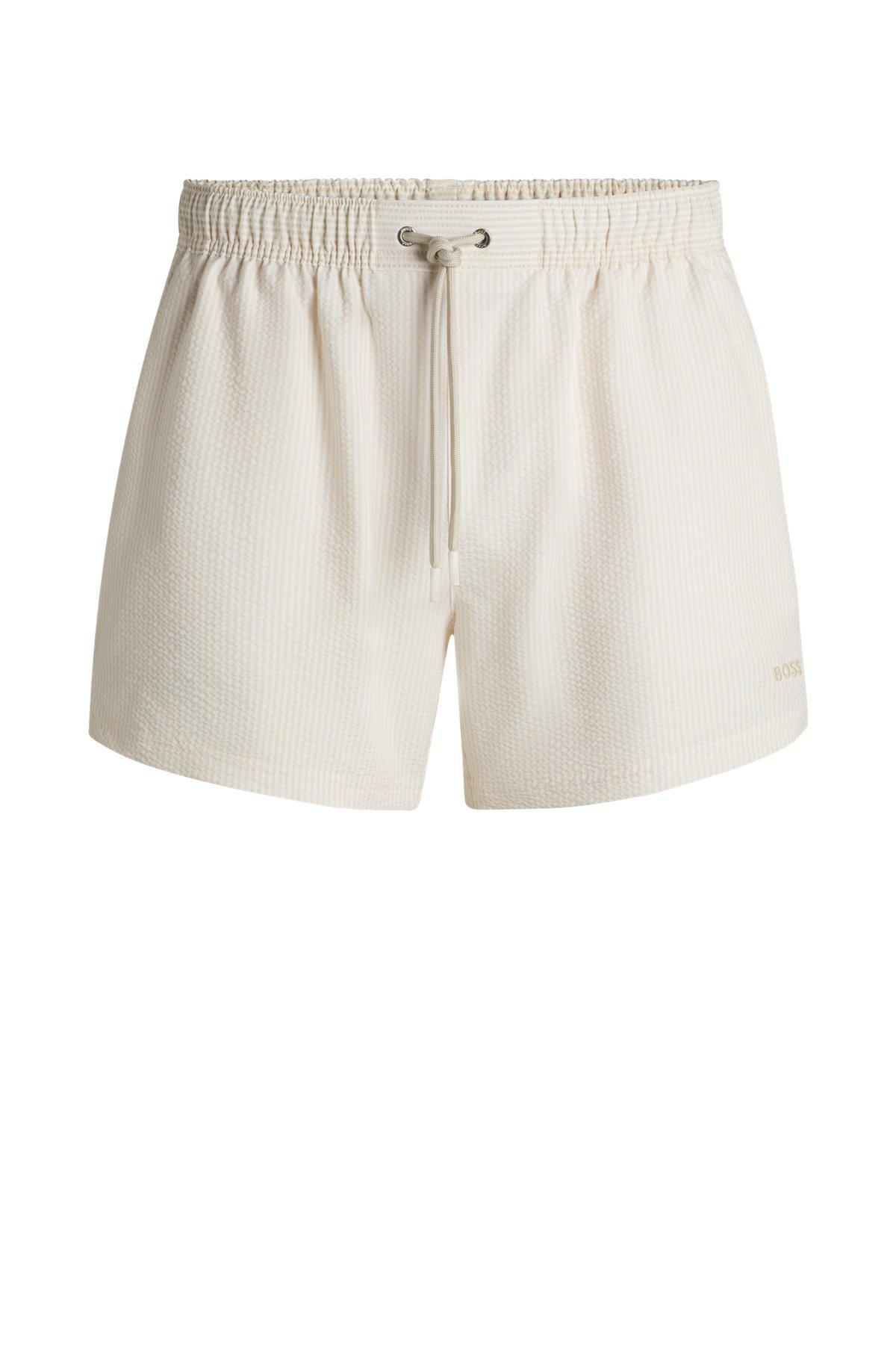 Swim shorts in striped seersucker fabric Product Image