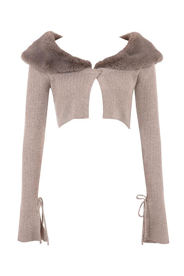 Dahlia Beige Cashmere Cardigan Product Image
