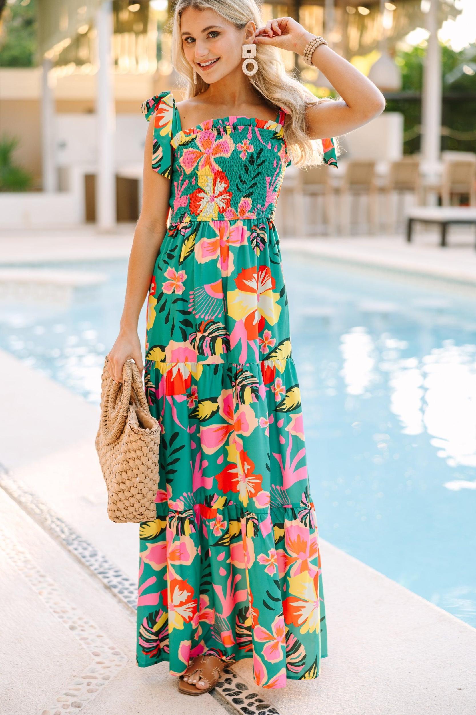 Mean What You Seychelles Green Tropical Maxi Dress Female Product Image