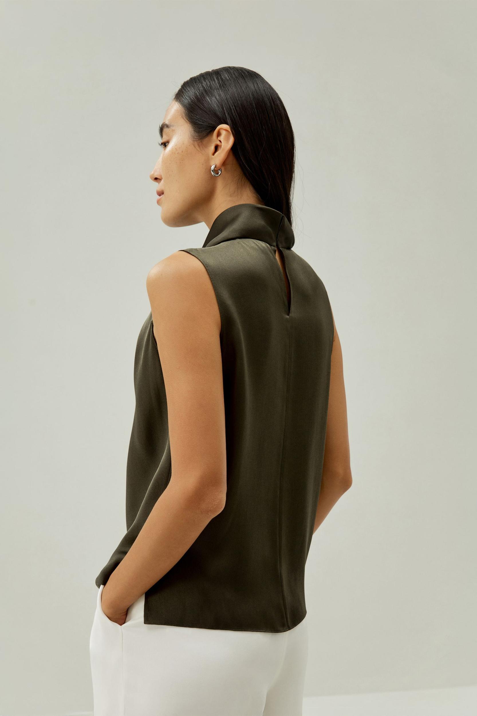 Asymmetrical Sleeveless Cowl Neck Top Product Image