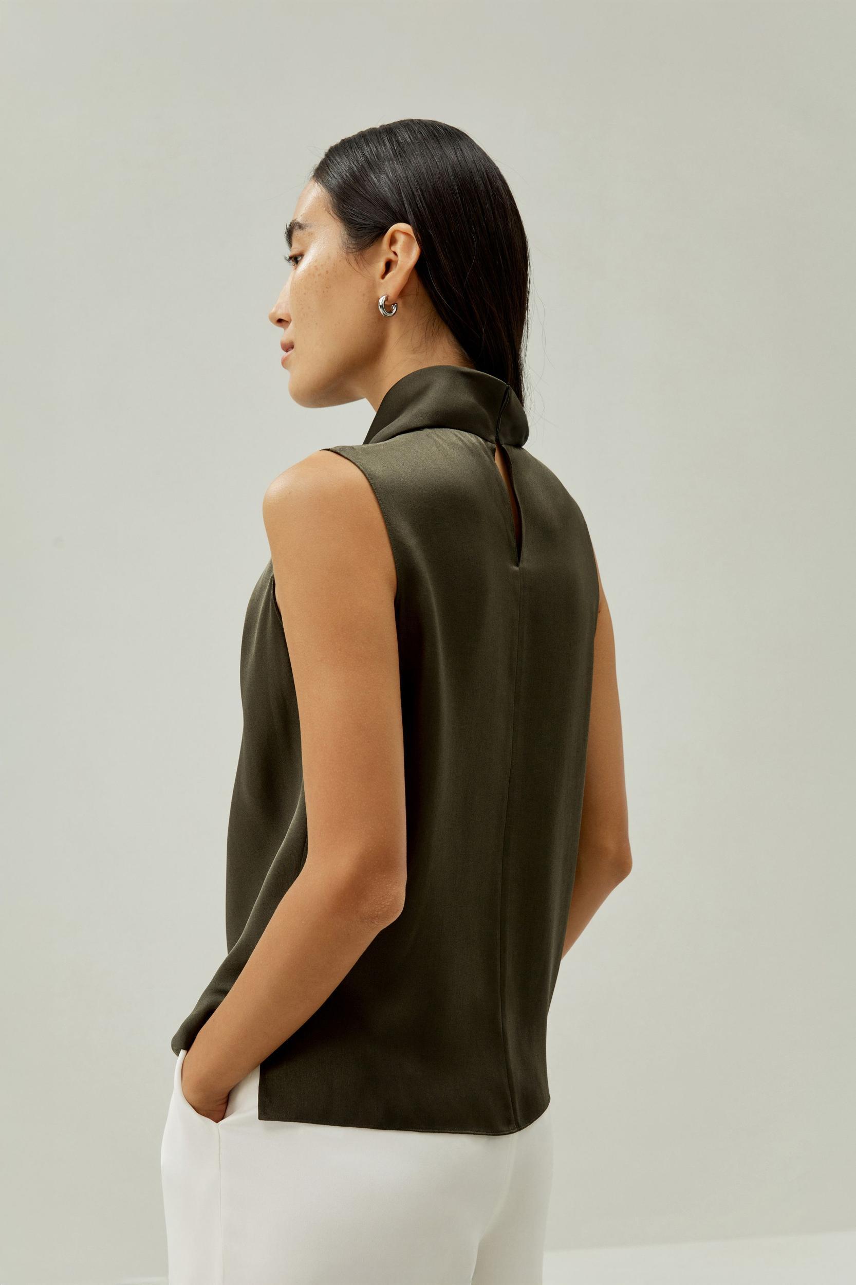 Asymmetrical Sleeveless Cowl Neck Top Product Image