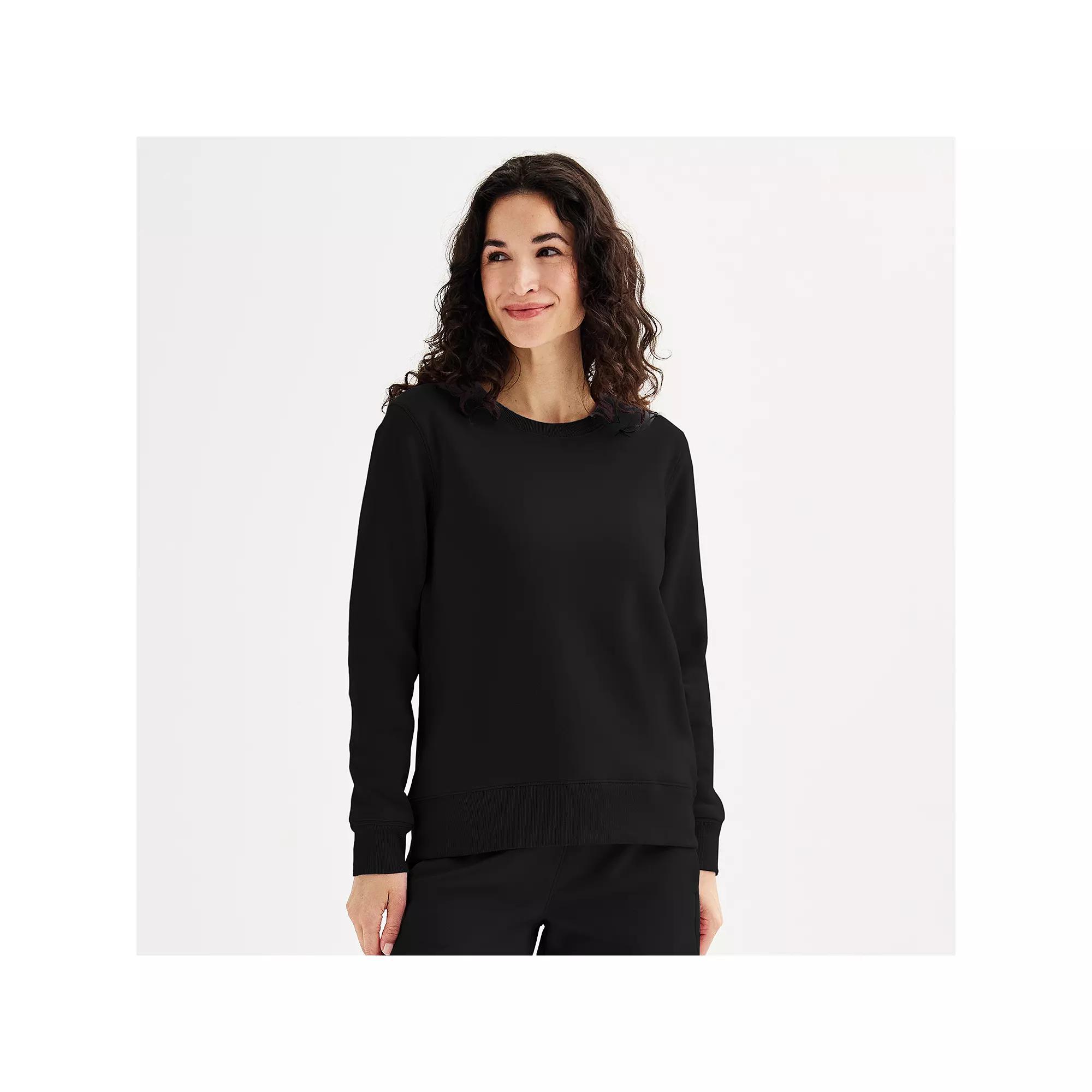 Women's Tek Gear® Ultrasoft Fleece Crewneck Sweatshirt, Size: Large Tall, Mineral Black Product Image