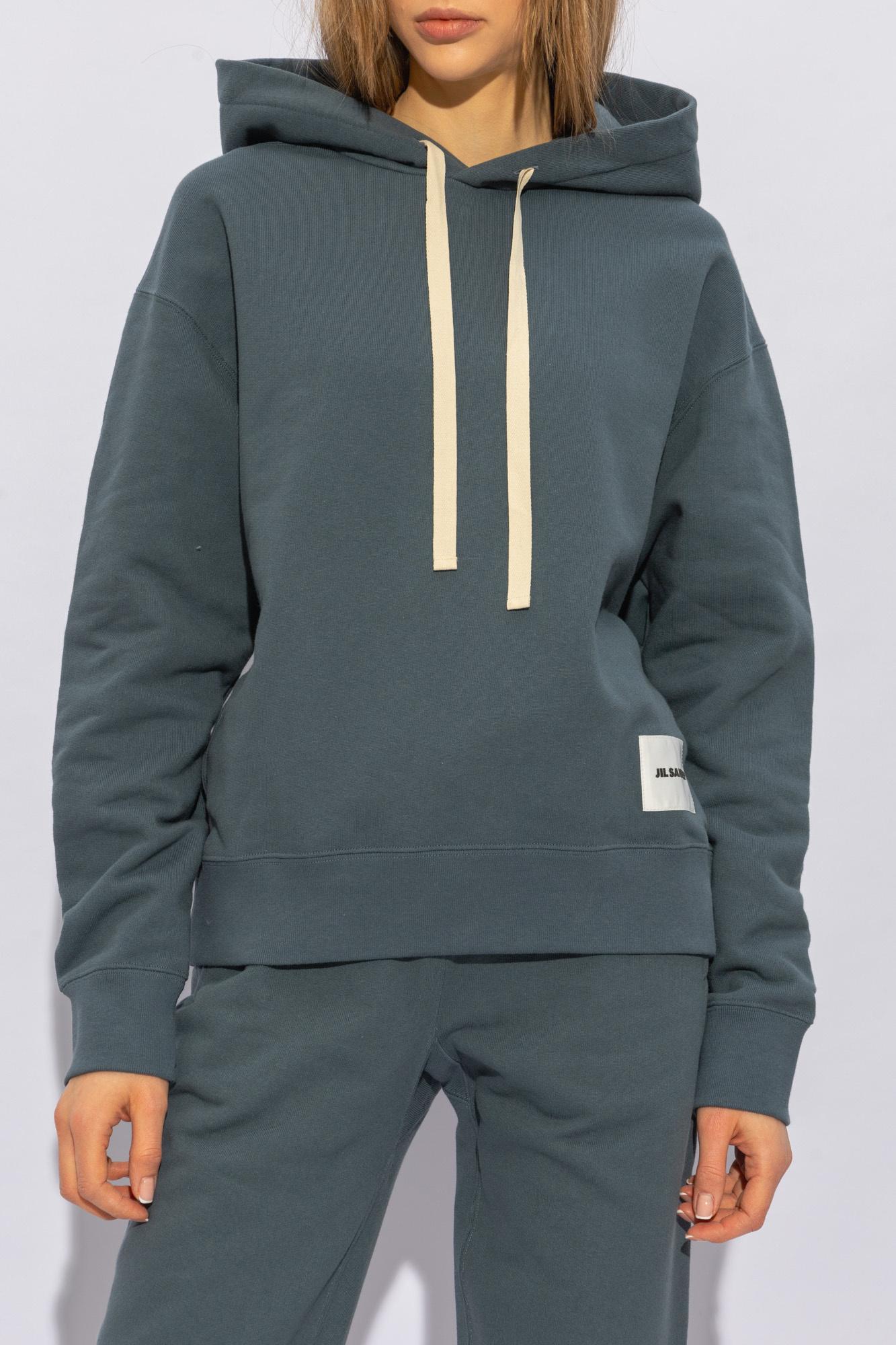 JIL SANDER Appliqué-logo Cotton Hoodie In Gray Product Image