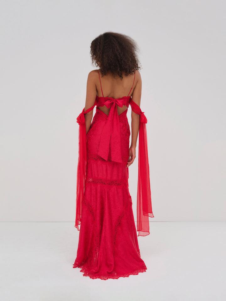 Rita Lace Gown — Red Product Image