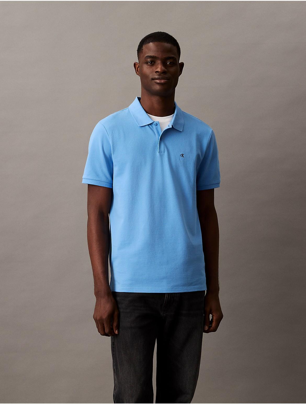Calvin Klein Men's Cotton Pique Classic Polo Shirt - Blue - M Product Image