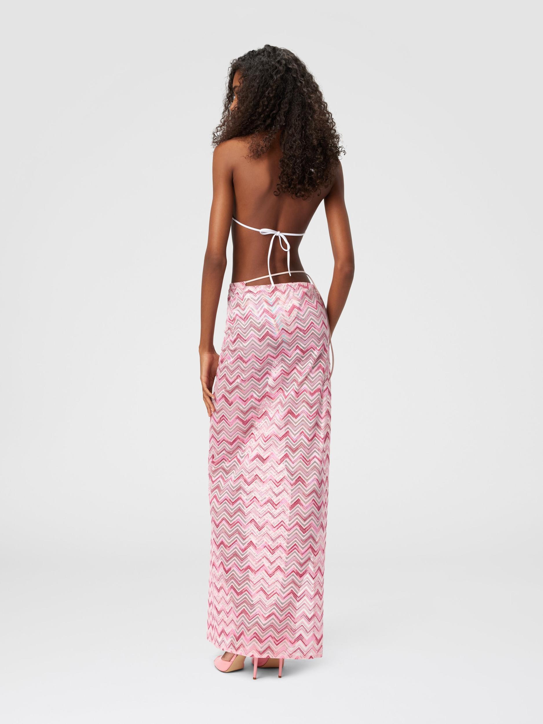 Long skirt in viscose-blend tulle with slub zigzag Product Image