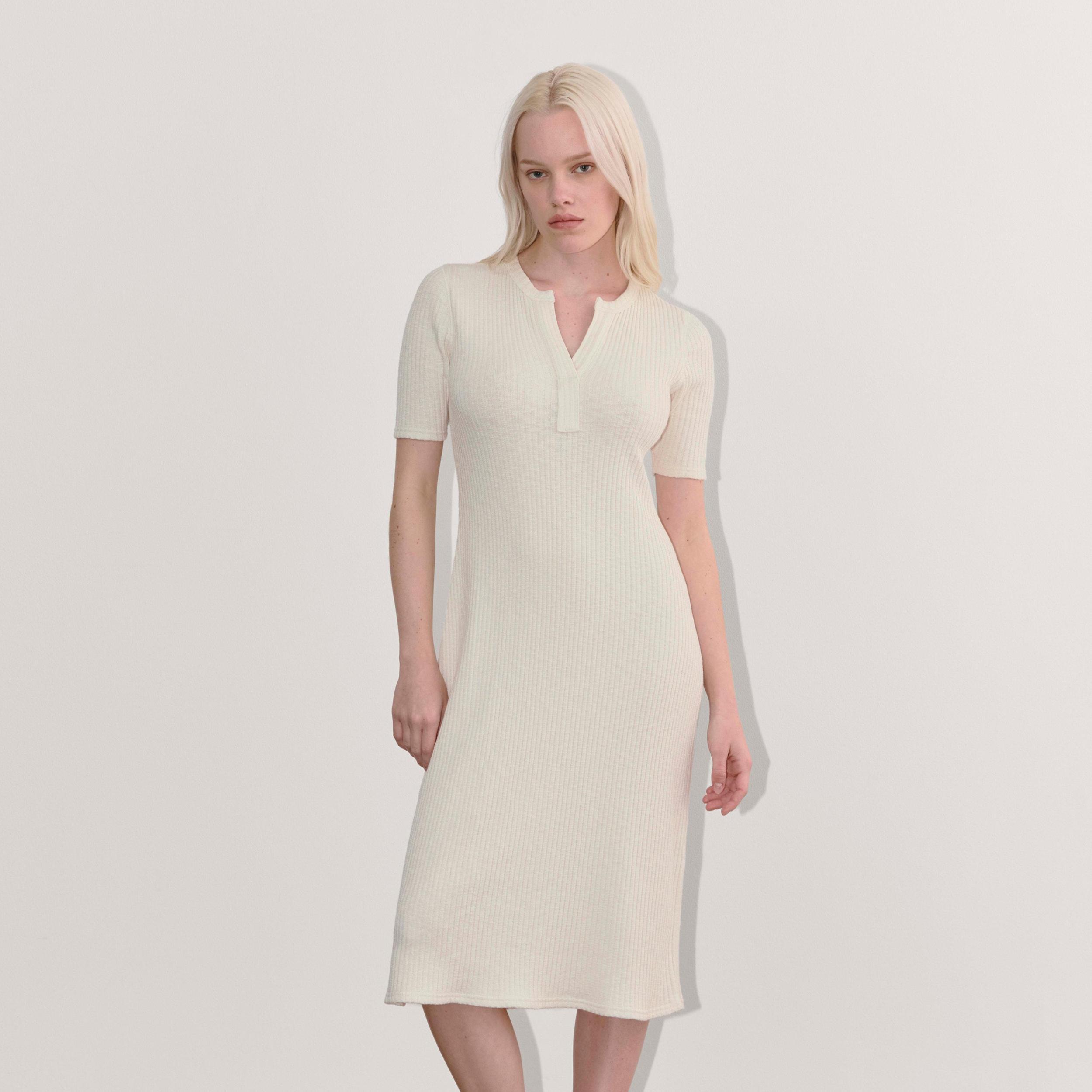 The Rib-Knit Henley Dress Product Image