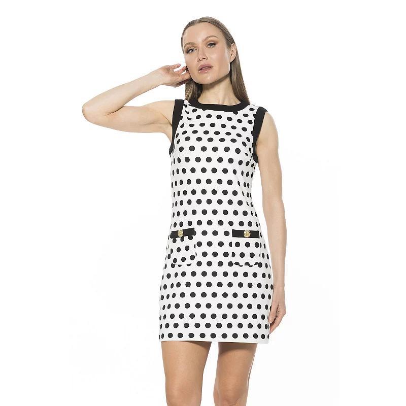 Women's ALEXIA ADMOR Piper Contrast Crewneck Shift Mini Dress, Size: Medium, Ivory Product Image