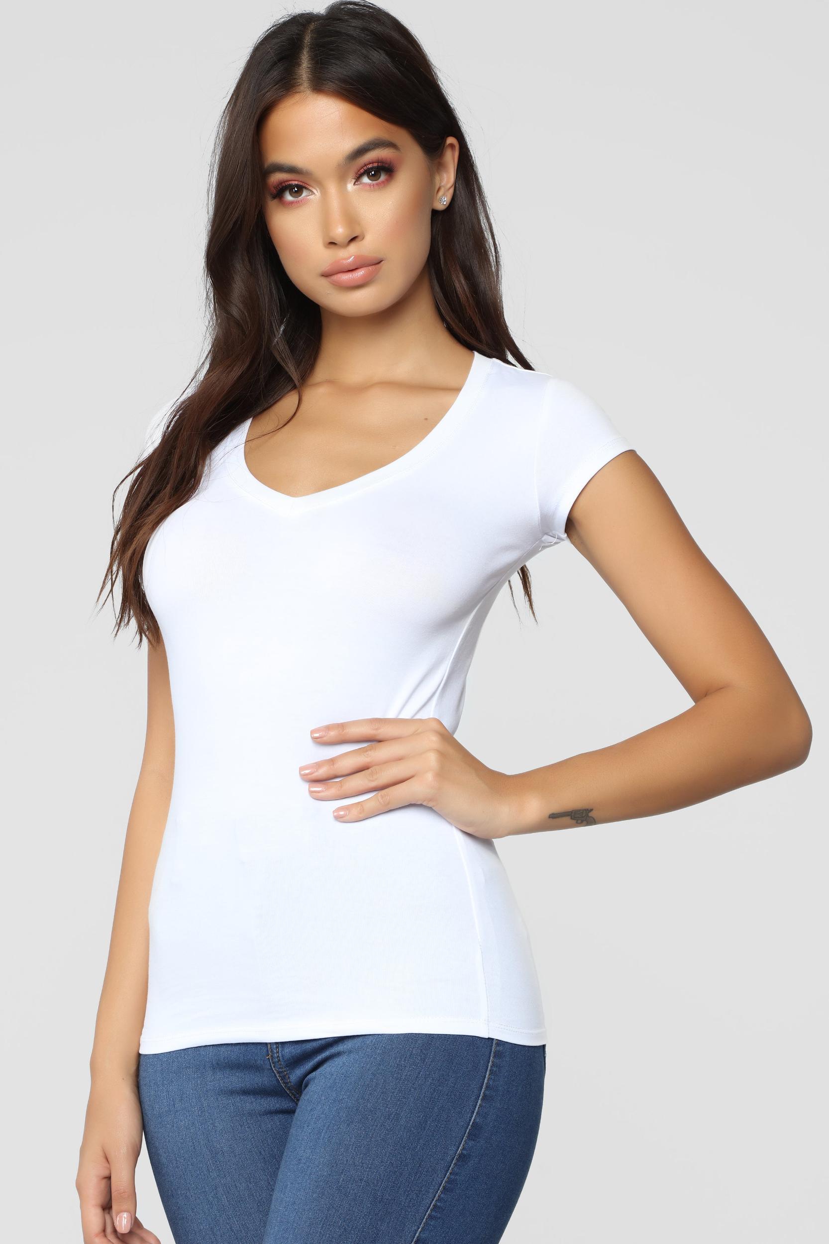 Lily V Neck Top - White Product Image