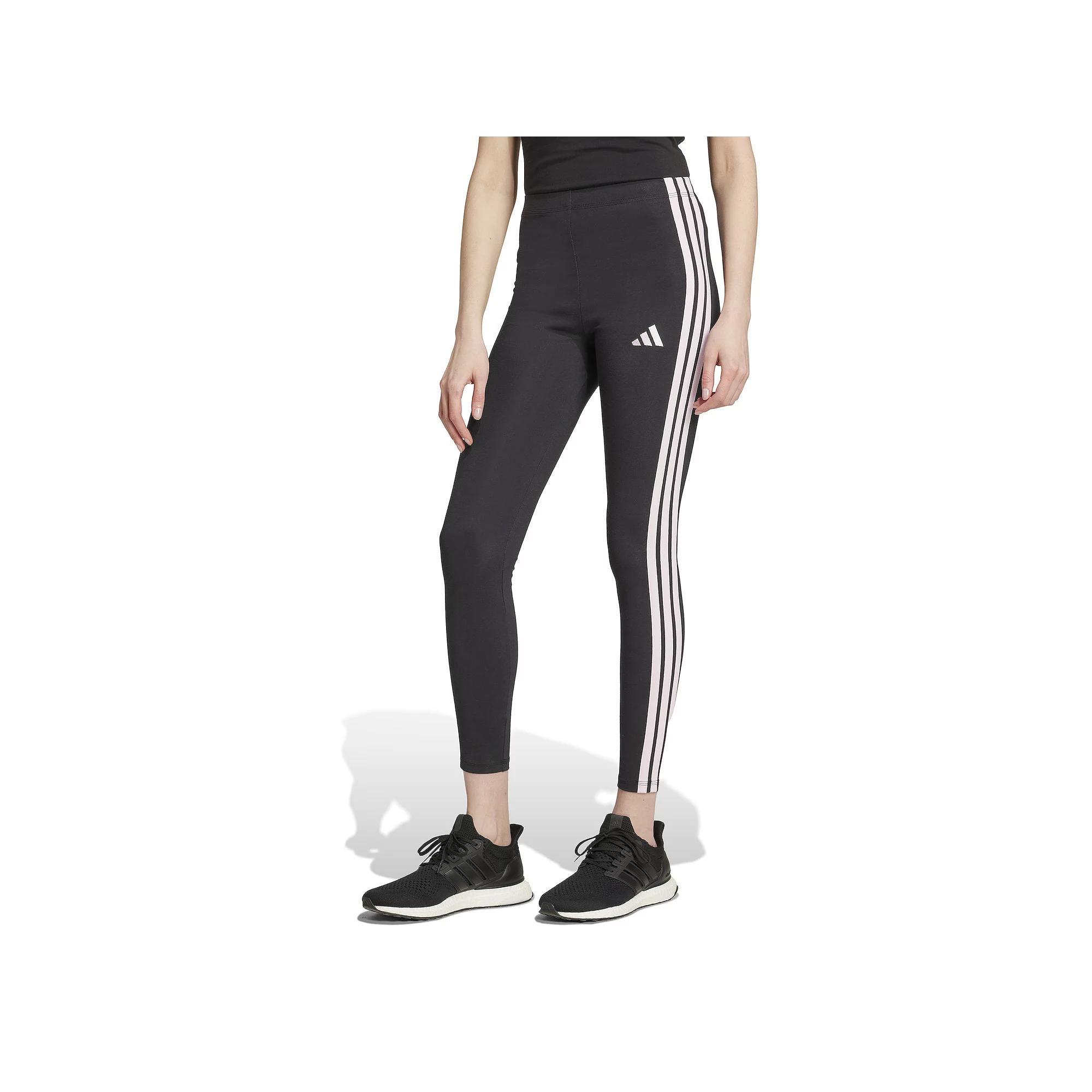 adidas Essentials 3-Stripes Cotton Leggings Black M Womens Product Image