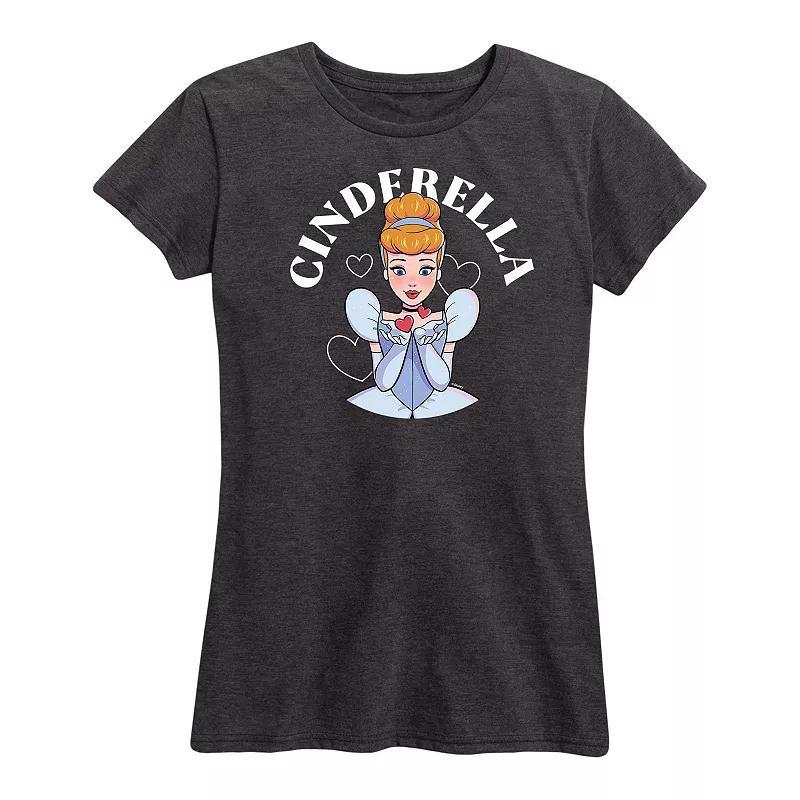 Disney Princess Cinderella Womens Kiss Graphic Tee, Girls Grey Gray Product Image
