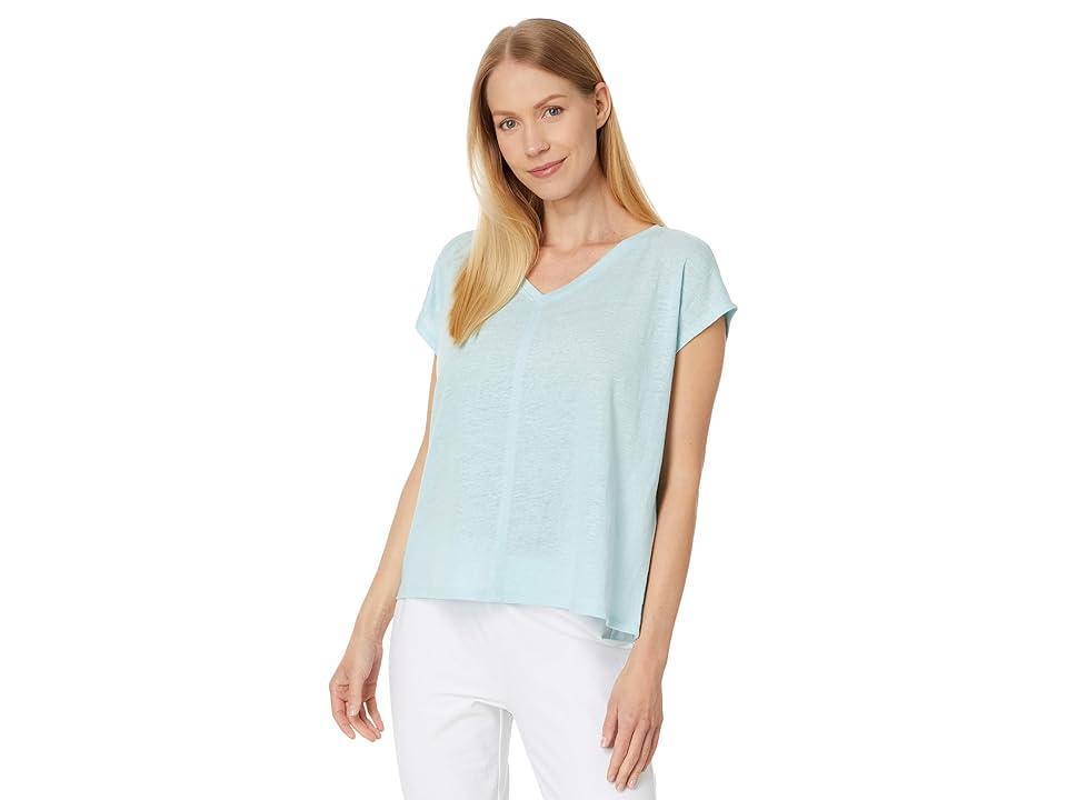 Eileen Fisher V-Neck Square Tee (Seafoam) Women's Clothing Product Image