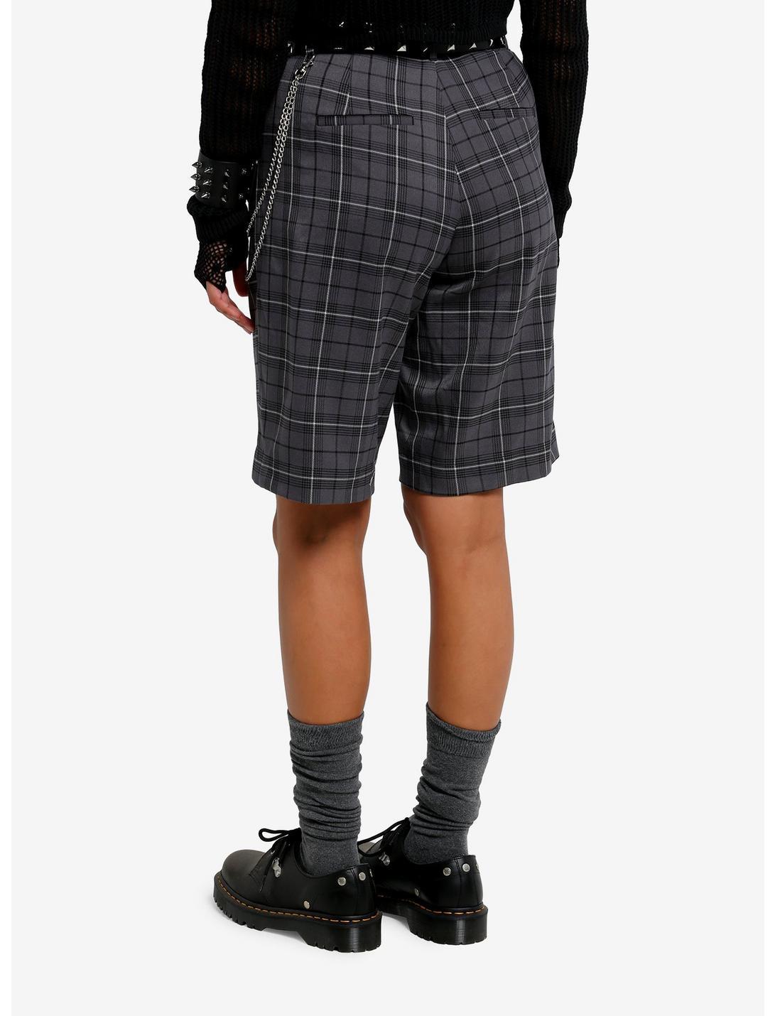 Grey Plaid Long Shorts Product Image