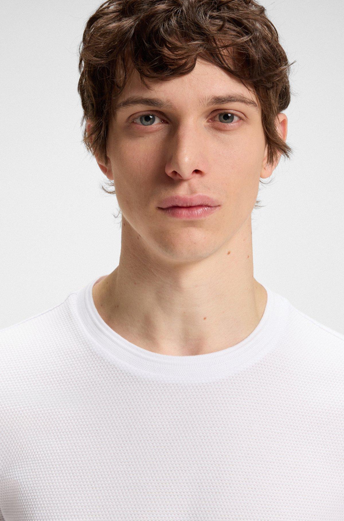 BOSS -  T-shirt with bubble-jacquard structure - White Product Image