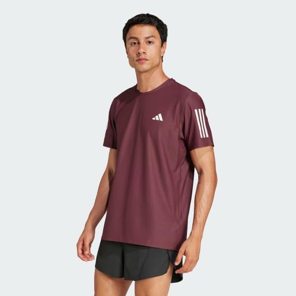 Mens adidas Own The Run Short Sleeve Tee Aurora Red Product Image