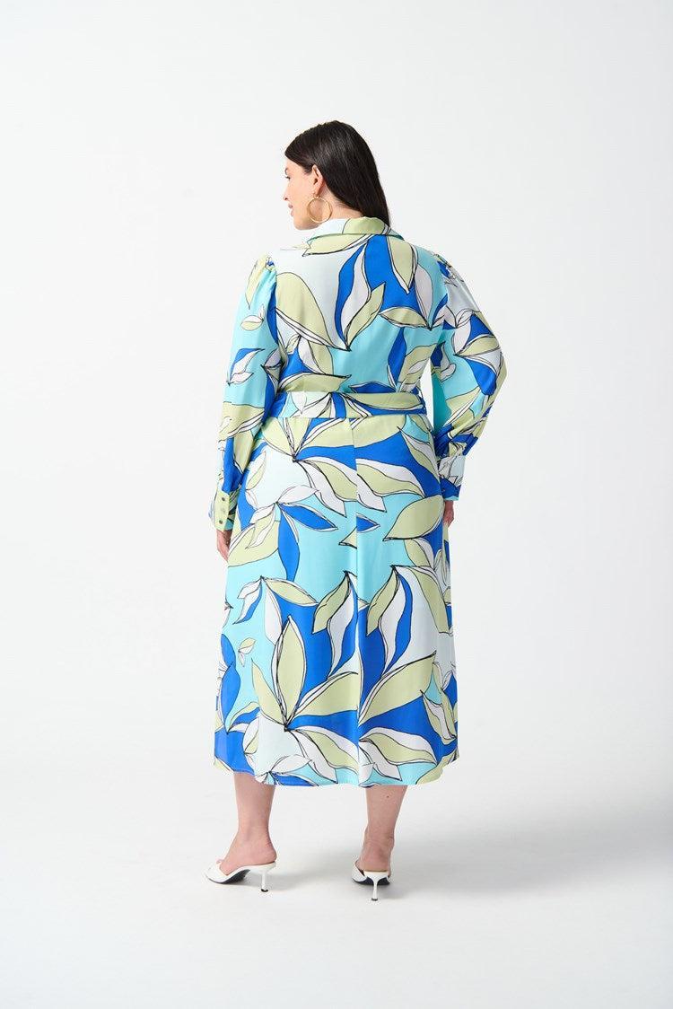 Satin Floral Print Shirt Dress Product Image