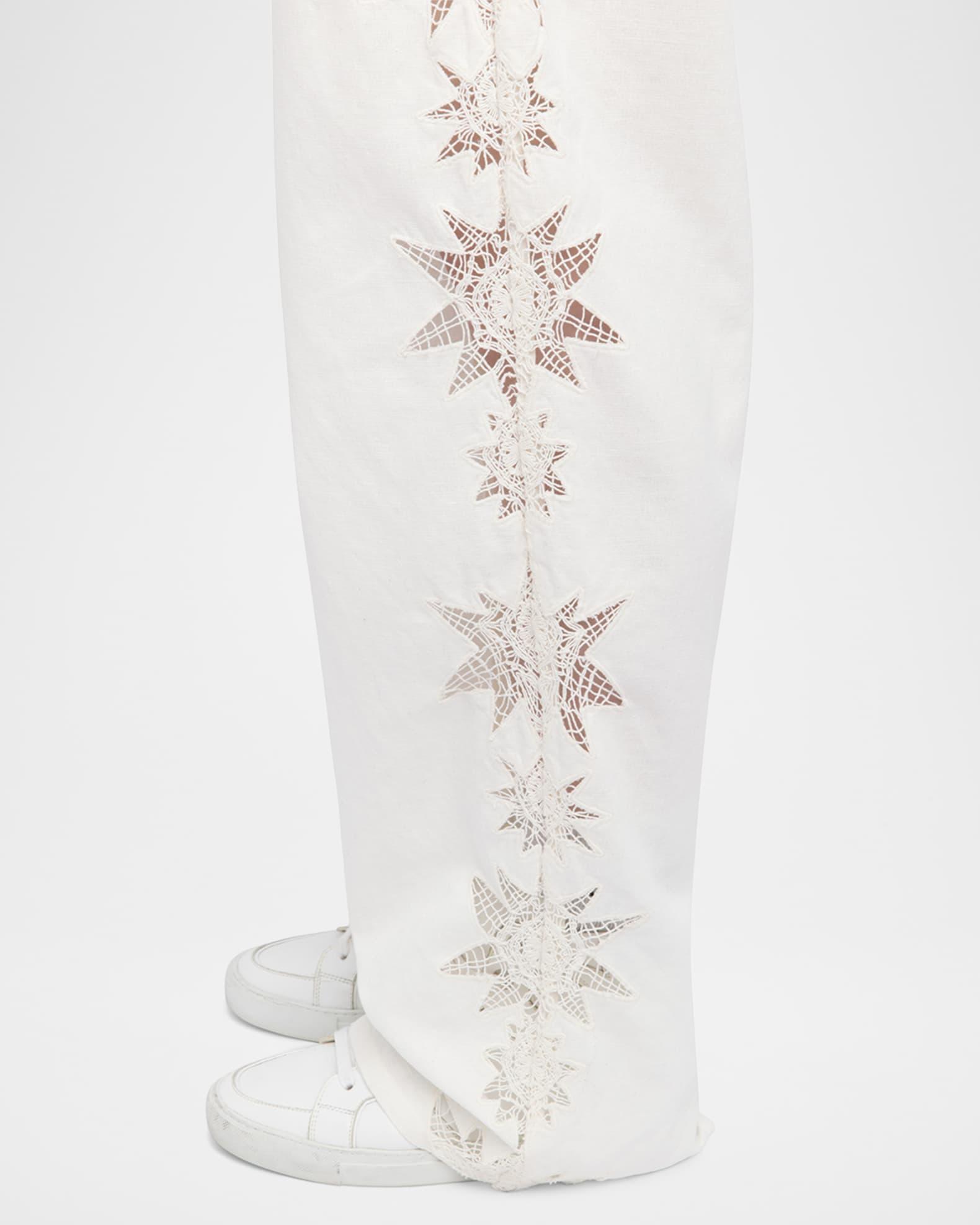 Elfy Cotton Linen Embroidered Pants Product Image