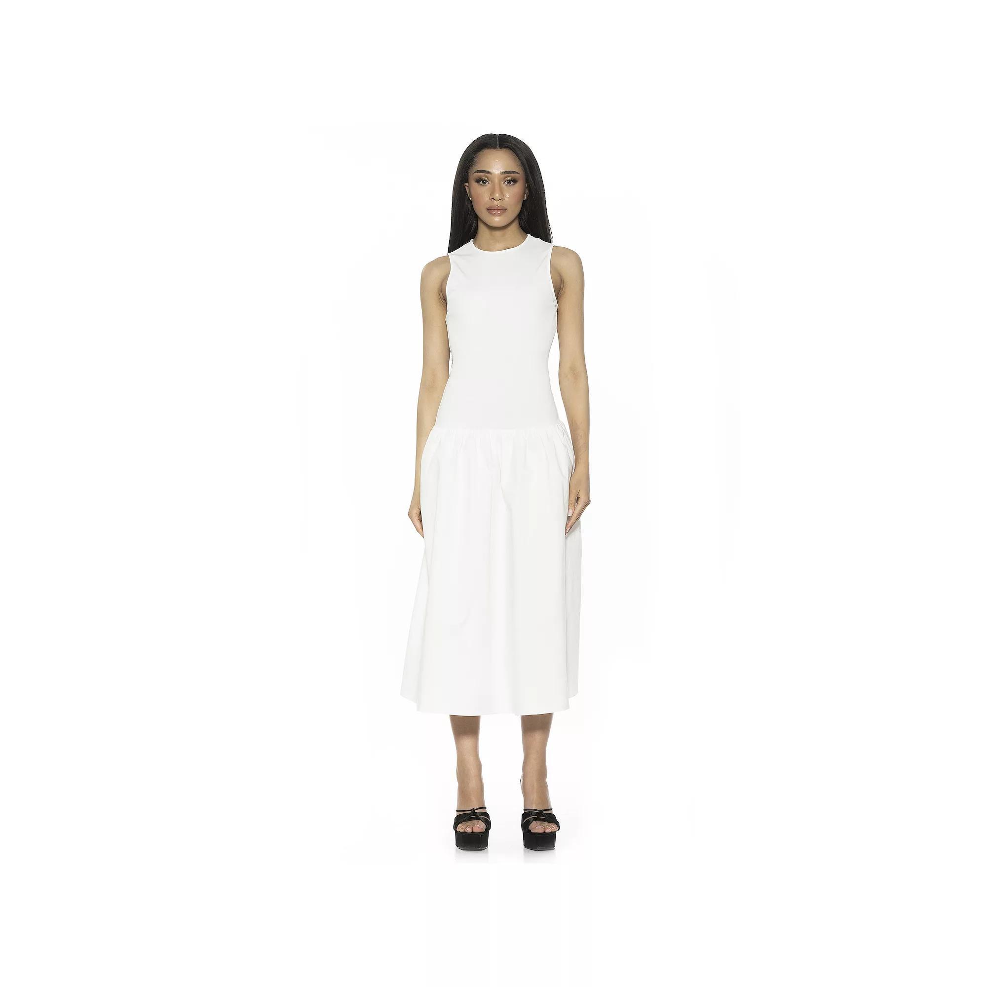 Women's ALEXIA ADMOR Lyle Crewneck Fit And Flare Midi Tank Top Dress, Size: 14, Ivory Product Image