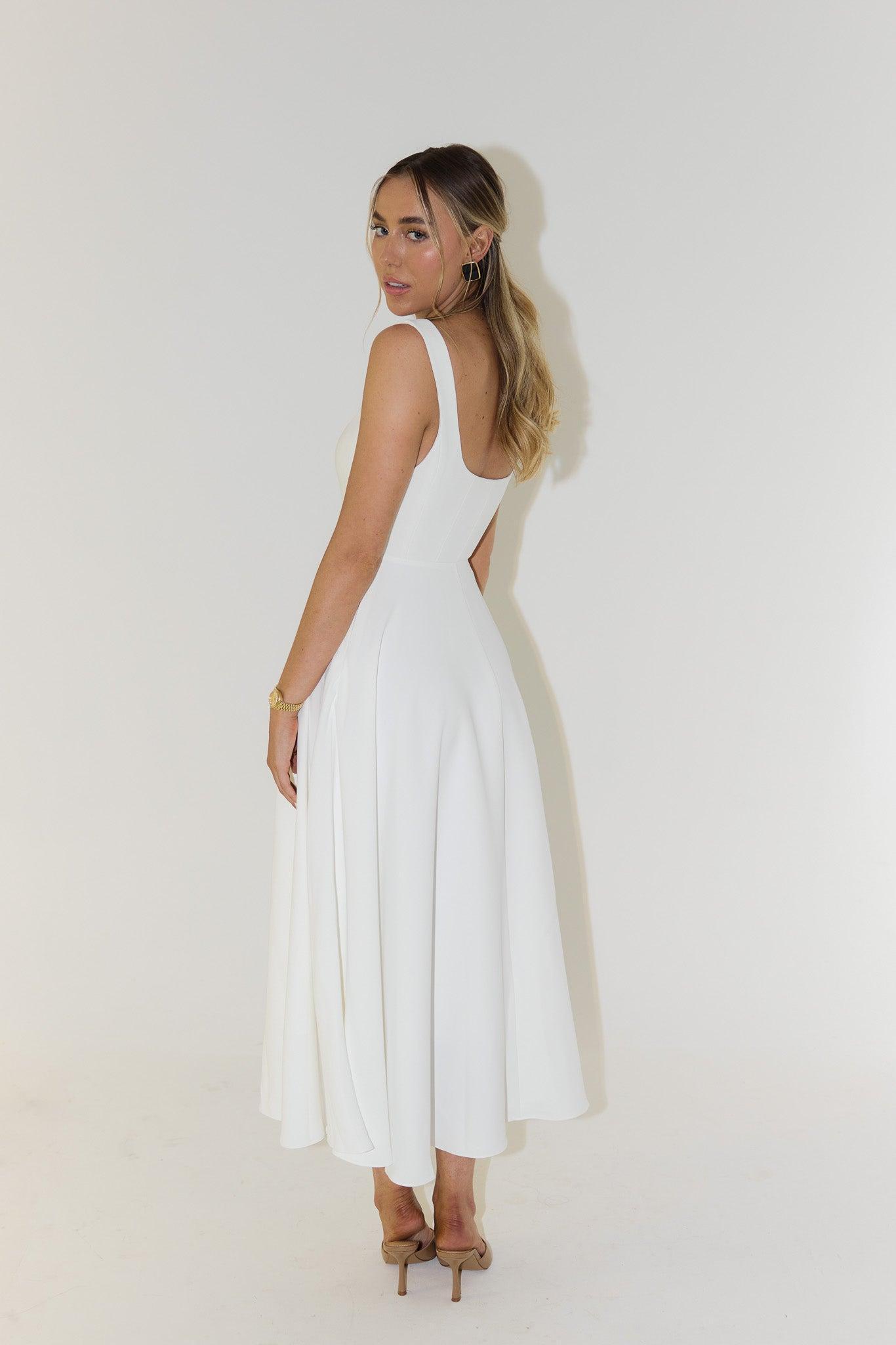 The Ultimate Muse High Waist Square Neck Midi Dress Product Image