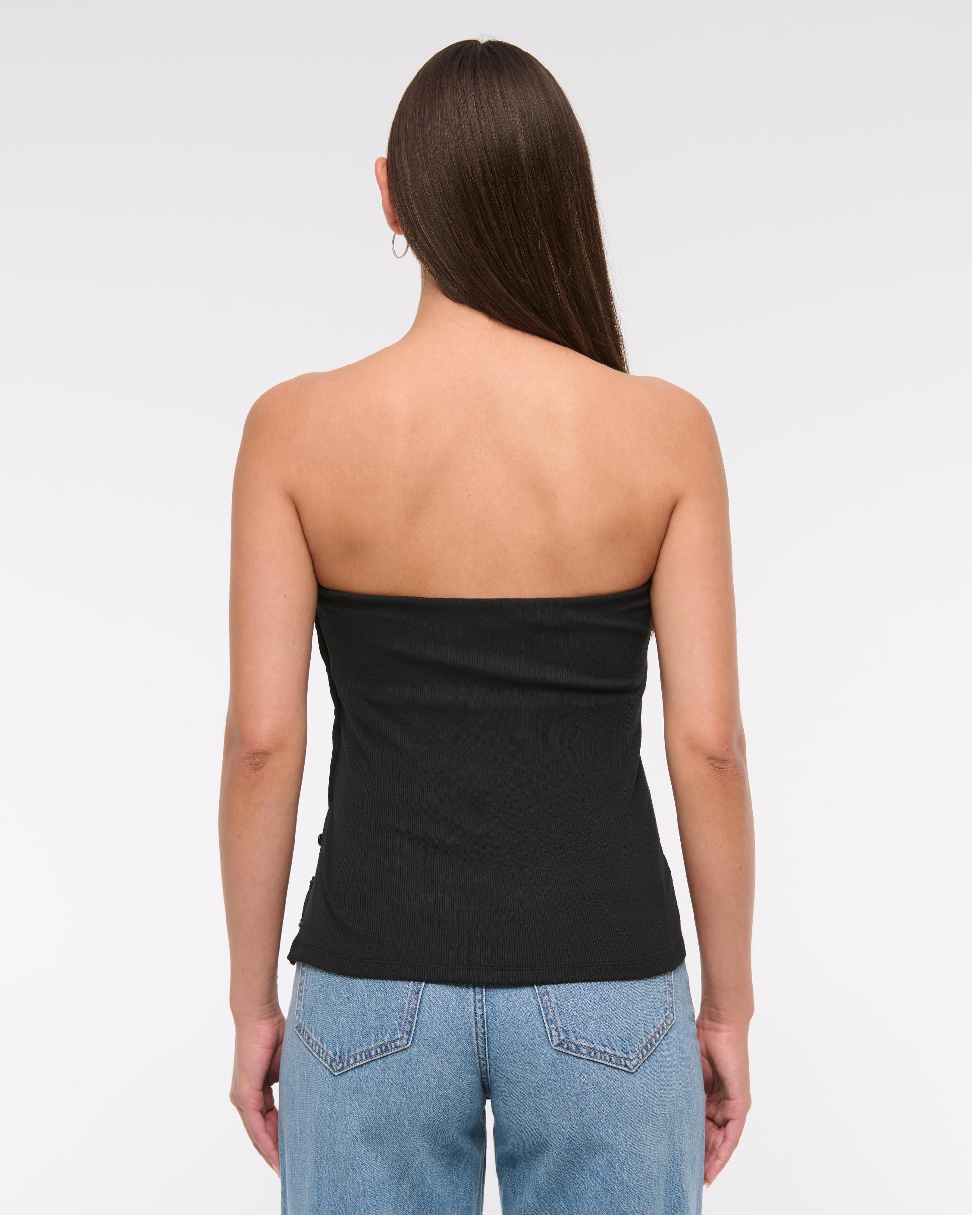 Powdered Rib Side-Button Tube Top Product Image