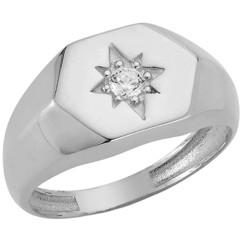 Sunkissed Sterling Cubic Zirconia North Star Signet Ring, Women's, Size: 6, Silver Tone Product Image