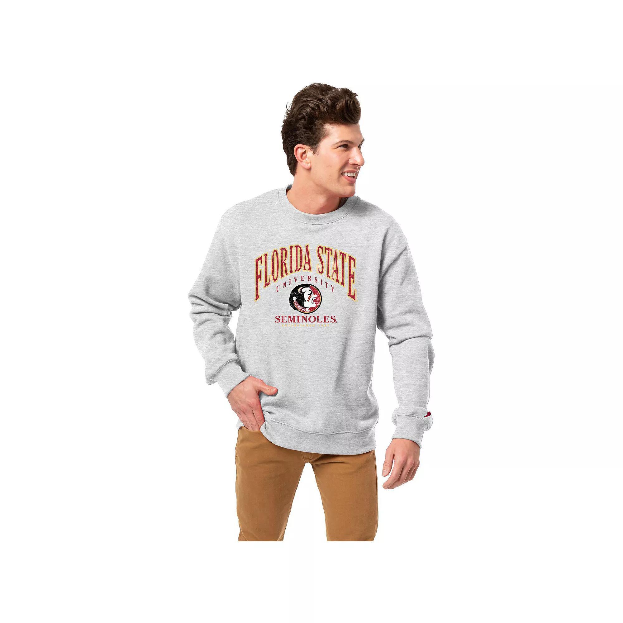 Mens League Collegiate Wear Heather Gray Florida State Seminoles Tall Arch Essential 2.0 Pullover Sweatshirt Product Image