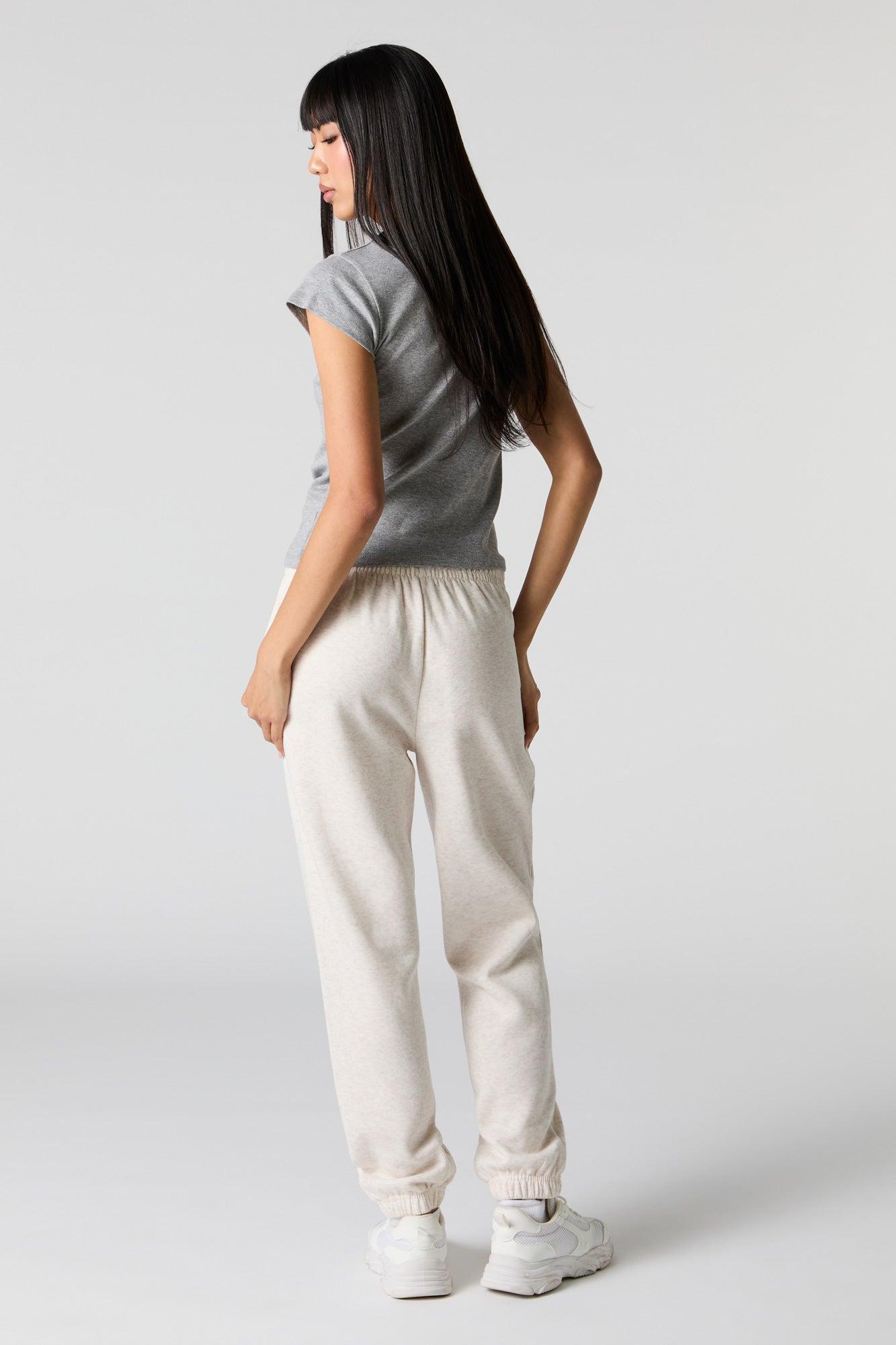 High Rise Solid Fleece Jogger Female Product Image