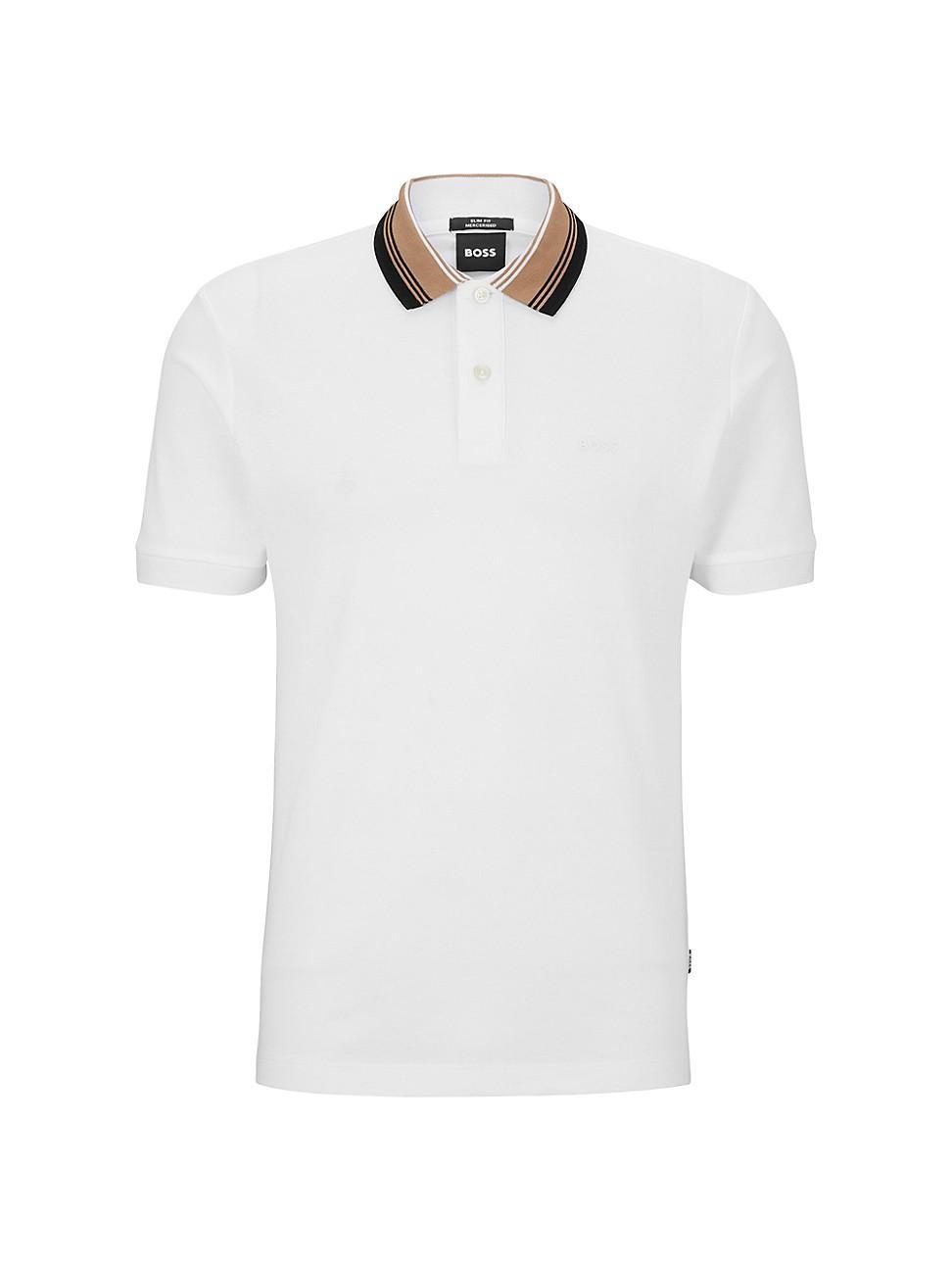 Mens Striped Cotton Polo Shirt Product Image